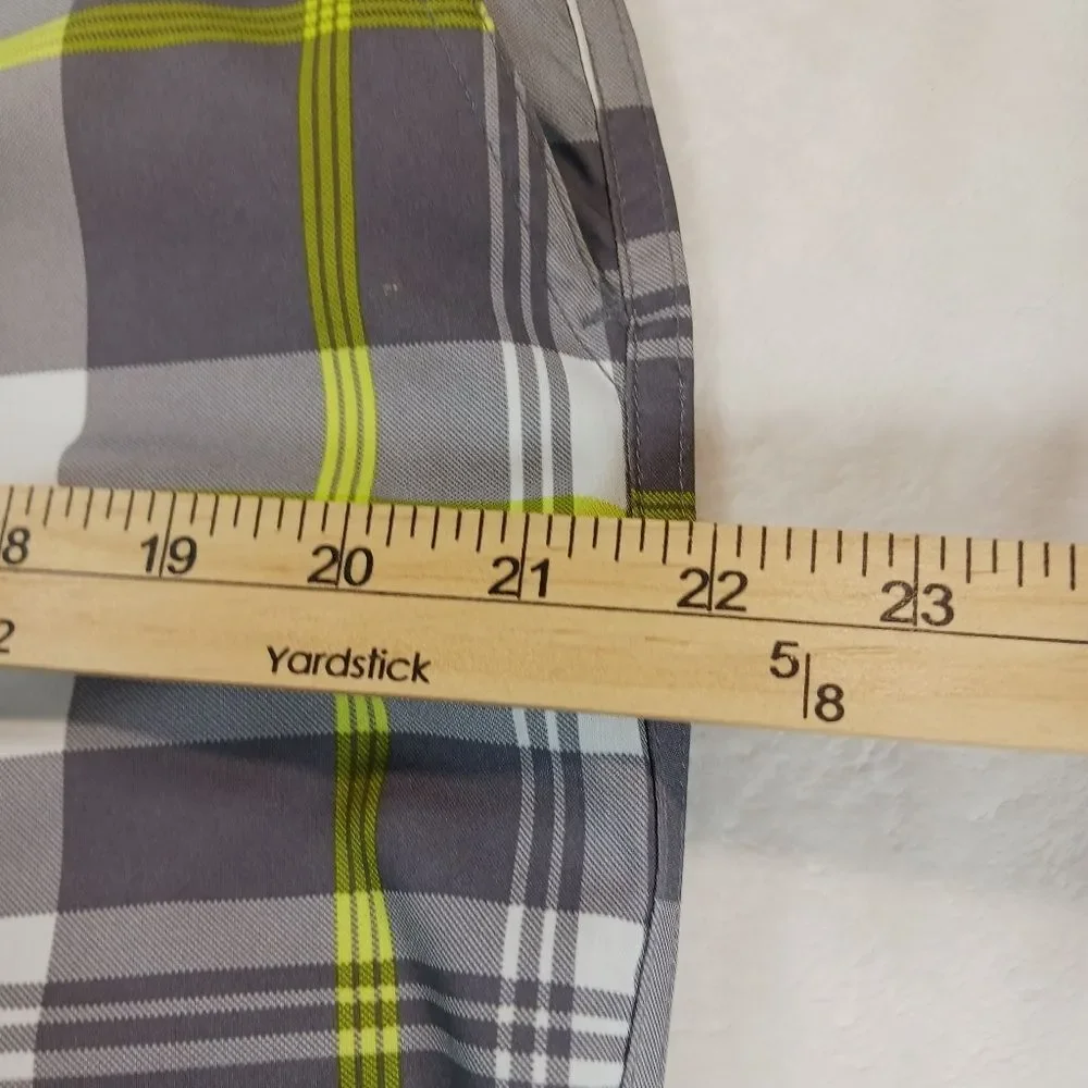 Opflex 4- Way Stretch Men's 32 Golf/Athletic Shorts. Green/ Gray Plaid. - Picture 10 of 11